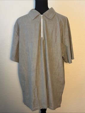 Men's Taupe Short-Sleeve Zip Polo XXL
